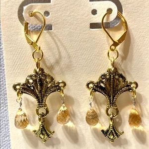 Bridgerton Inspired Jewelry Earrings Citrine dangle gold plated ear wires